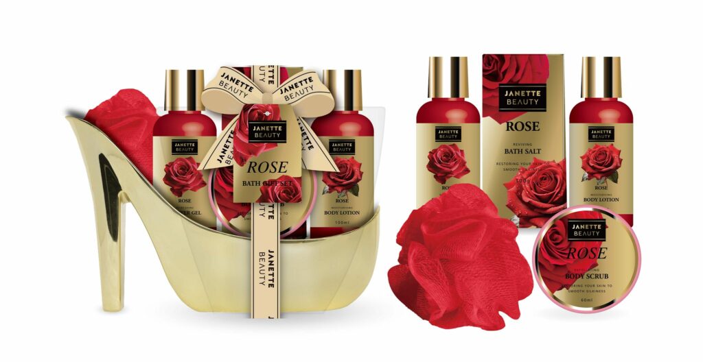 Luxusní dárkový set RŮŽE je šesti dílná romantická sada v dekorativní dóze. Spojuje kompletní tělovou péči se sprchovým gelem, mlékem, peelingem a koupelovou solí, doplněnou houbičkou. Dekorativní dóza dodává celé kolekci luxusní vzhled, díky čemuž je tento set krásným dárkem k Valentýnu, Dni matek i narozeninám.