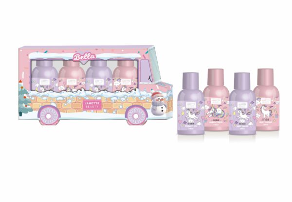 Kosmetický dětský set Janette Beauty s vůní zmrzliny spojuje radost z koupele a jemnou péči o dětskou pokožku. Obsahuje sprchový gel, pěnu do koupele, tělový mycí gel a tělové mléko – vše v praktickém balení. Sladká zmrzlinová vůně zpříjemní každodenní hygienu a navodí dětem radostnou atmosféru. Tato sada je vhodná jako originální kosmetický dárek pro děti, který potěší svou hravostí i praktičností.