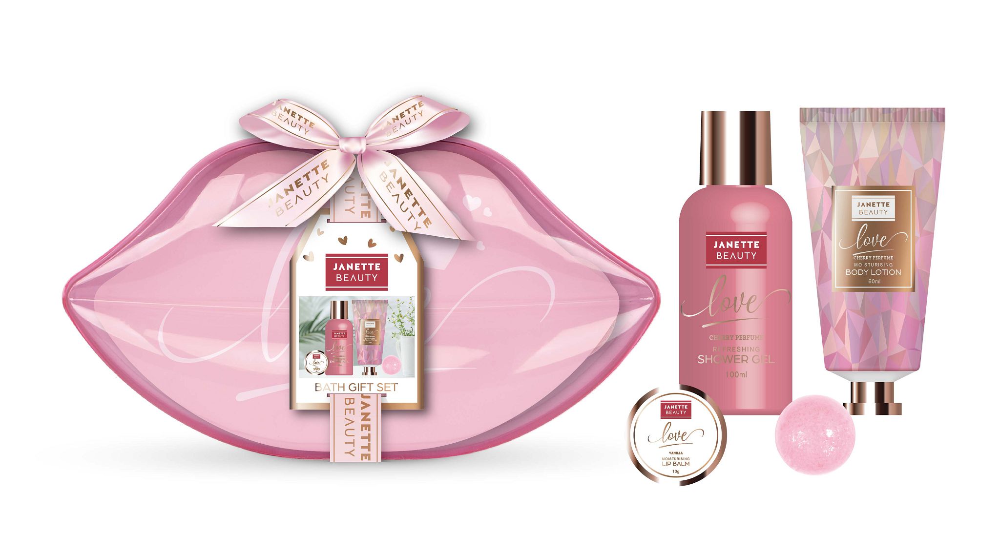 Kosmetická sada LOVE – cherry parfume v dekorativní dóze spojuje péči o tělo i romantickou atmosféru. Sprchový gel a tělové mléko hydratují pokožku, balzám na rty pečuje o jemnost rtů a šumivá koule dodává koupeli hravý i relaxační nádech. Elegantní dekorativní dóza dělá z této kolekce ideální dárek pro ženy, který potěší obsahem i vzhledem. Sada je perfektní volbou k Valentýnu, výročí nebo narozeninám.