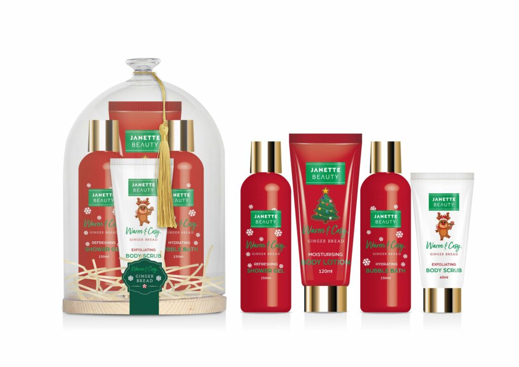 VÁNOČNÍ SET v krásné dekorativní dóze nabízí čtyři produkty pro každodenní tělovou péči – sprchový gel, pěnu, tělové mléko a peeling. Celou sadu doprovází sladká a kořeněná vůně perníku, která navozuje kouzlo Vánoc. Elegantní dóza navíc dodává balení luxusní vzhled a činí z něj krásný dárkový předmět.