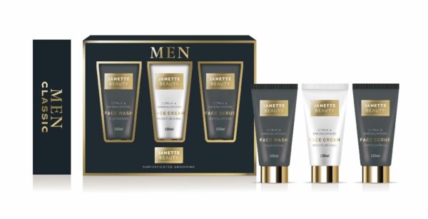 Luxusní pánská kosmetika určená pro každodenní péči o pleť. Pleťový čisticí gel jemně odstraňuje nečistoty a osvěžuje pokožku, pleťový peeling zbavuje odumřelých buněk a zlepšuje vzhled pleti a pleťový krém poskytuje dlouhodobou hydrataci i ochranu. Tato elegantní kosmetická sada je ideální jak pro osobní použití, tak jako dárek pro muže, kteří si potrpí na kvalitu a styl.