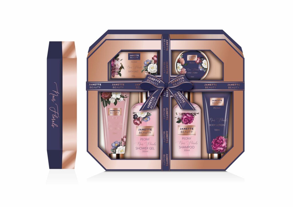 Ideální dárek PIVOŇKA je šesti dílná kosmetická kolekce, která spojuje kompletní tělovou péči s luxusní relaxací. Sada nabízí kombinaci sprchového gelu, pěny, peelingu, tělového mléka, krému na ruce i koupelové soli. Vůně pivoňky dodává sadě romantický a elegantní charakter, díky čemuž je skvělým dárkem pro ženy, které milují květinové vůně.
