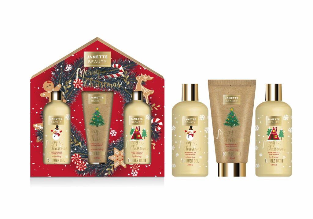 VÁNOČNÍ DÁREK s vůní Teplá vanilka a květ limetky je praktická a zároveň luxusní tříprvková sada. Sprchový gel a pěna přinášejí osvěžení a relaxaci, tělové mléko pečuje o pokožku a zanechává ji provoněnou. Tento set je ideální volbou jako vánoční dárek pod stromeček pro ženy, které milují sladké a květinové vůně.