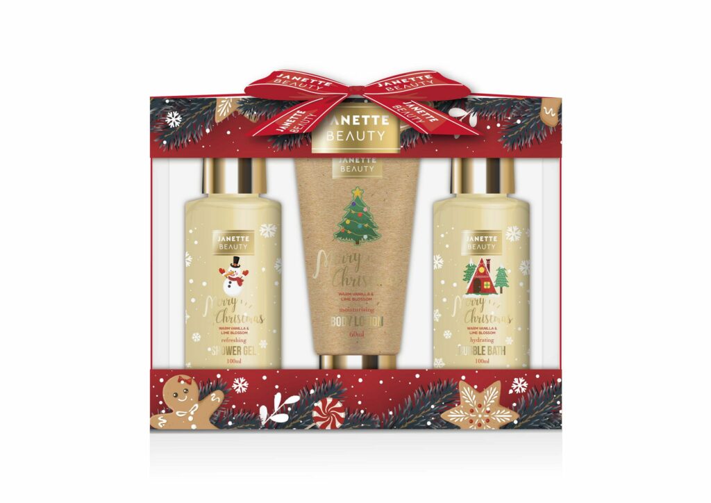 VÁNOČNÍ DÁREK s vůní Teplá vanilka a květ limetky je menší, ale praktická tříprvková sada, která spojuje každodenní péči s relaxací. Sprchový gel a pěna dodají svěžest i odpočinek, zatímco tělové mléko pokožku vyživí a provoní. Perfektní tip na dárek pod vánoční stromeček.