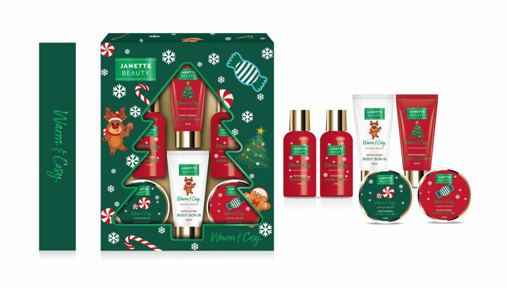 VÁNOČNÍ SET (Perníček) je luxusní kosmetická sada zaměřená na kompletní péči o pokožku. Obsahuje sedm produktů od sprchového gelu a pěny přes mléko, peeling a máslo až po krém na ruce. Díky dárku ve tvaru stromečku se z něj stává výjimečný vánoční dárek, který potěší krásným provedením i tradiční vůní perníčků.