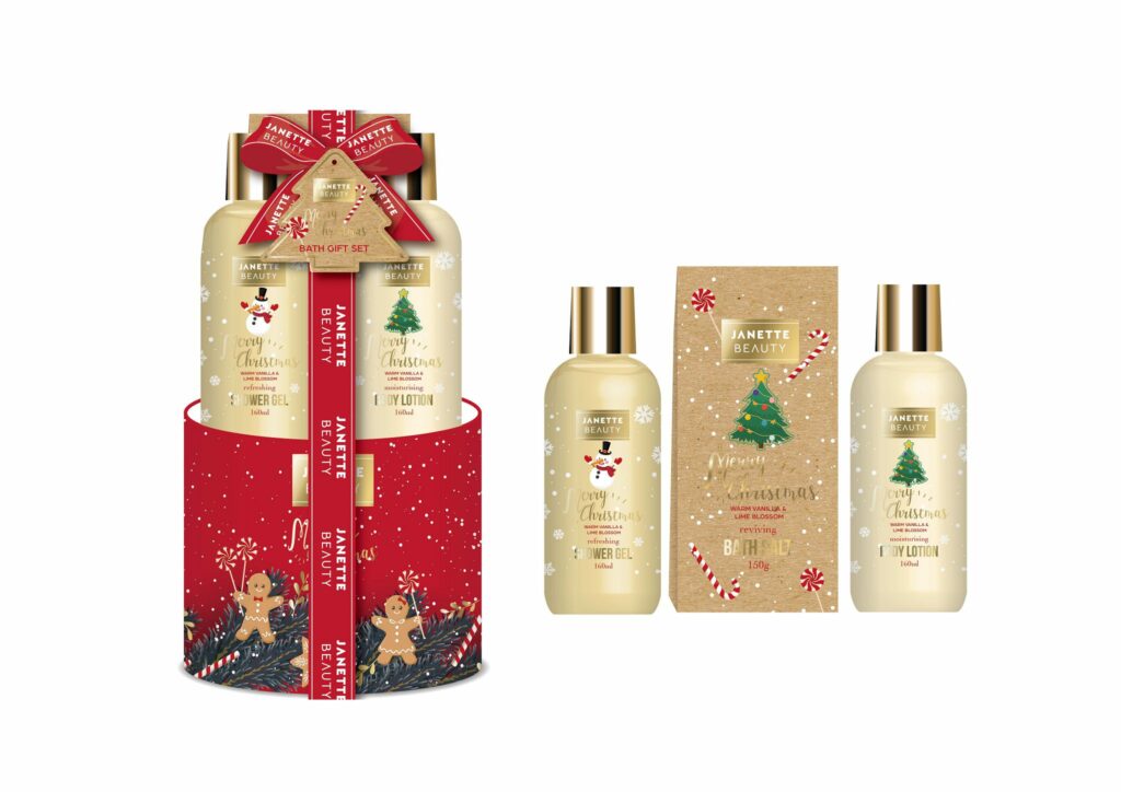 VÁNOČNÍ DÁREK s vůní Teplá vanilka a květ limetky je čtyřdílný kosmetický set, který spojuje základní tělovou péči a relaxaci v koupeli. Díky elegantní vánoční krabičce je tento set perfektním dárkem pod stromeček pro ženy, které ocení krásné balení a jemnou vůni.