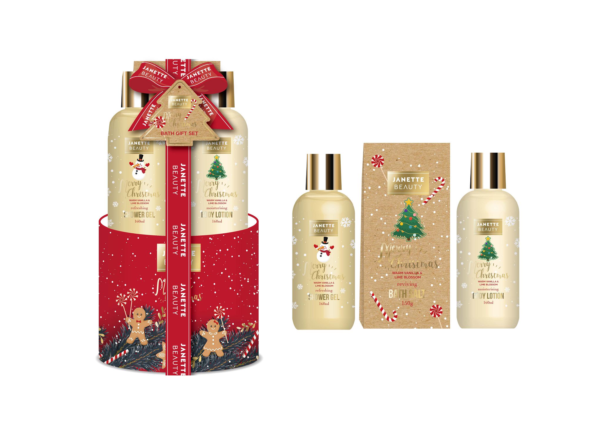 VÁNOČNÍ DÁREK s vůní Teplá vanilka a květ limetky je čtyřdílný kosmetický set, který spojuje základní tělovou péči a relaxaci v koupeli. Díky elegantní vánoční krabičce je tento set perfektním dárkem pod stromeček pro ženy, které ocení krásné balení a jemnou vůni.